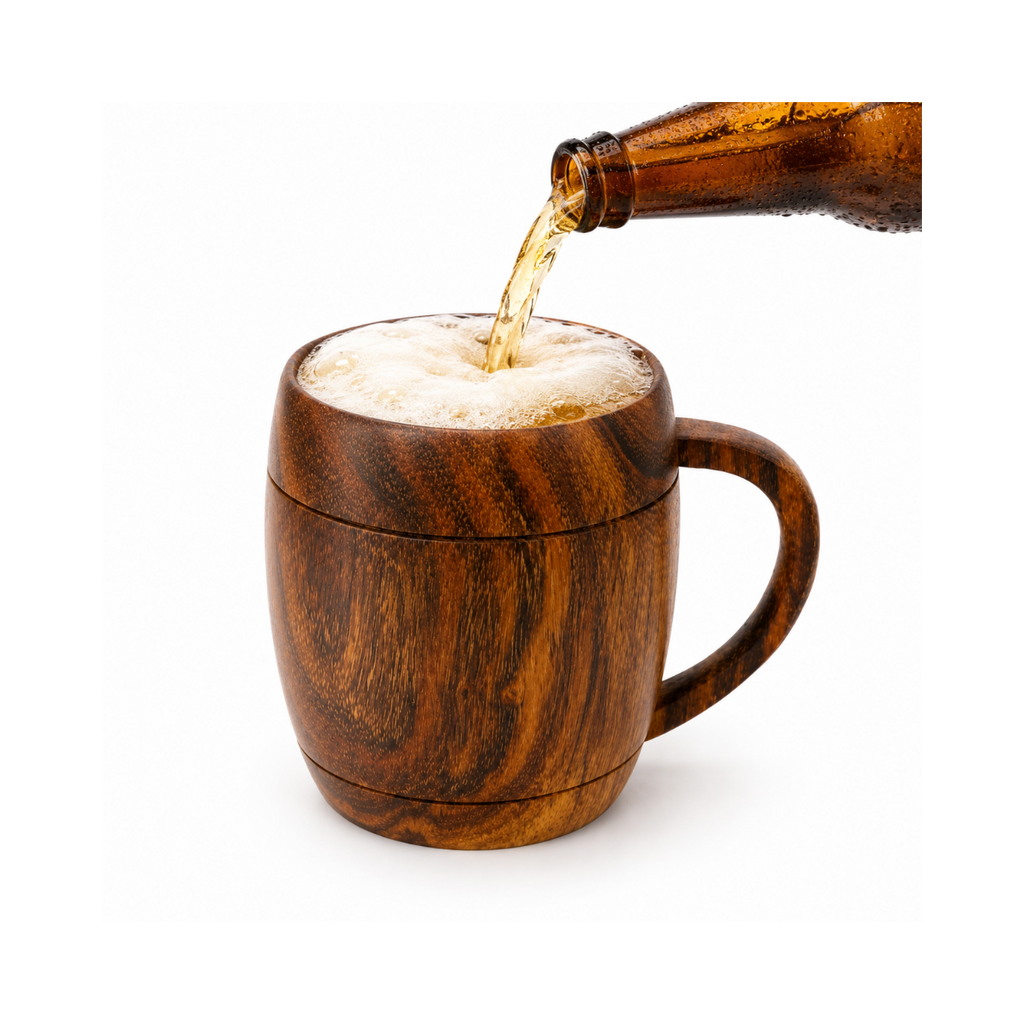 Artisan Wooden Beer Mug – 400ml | Handcrafted Premium Hardwood