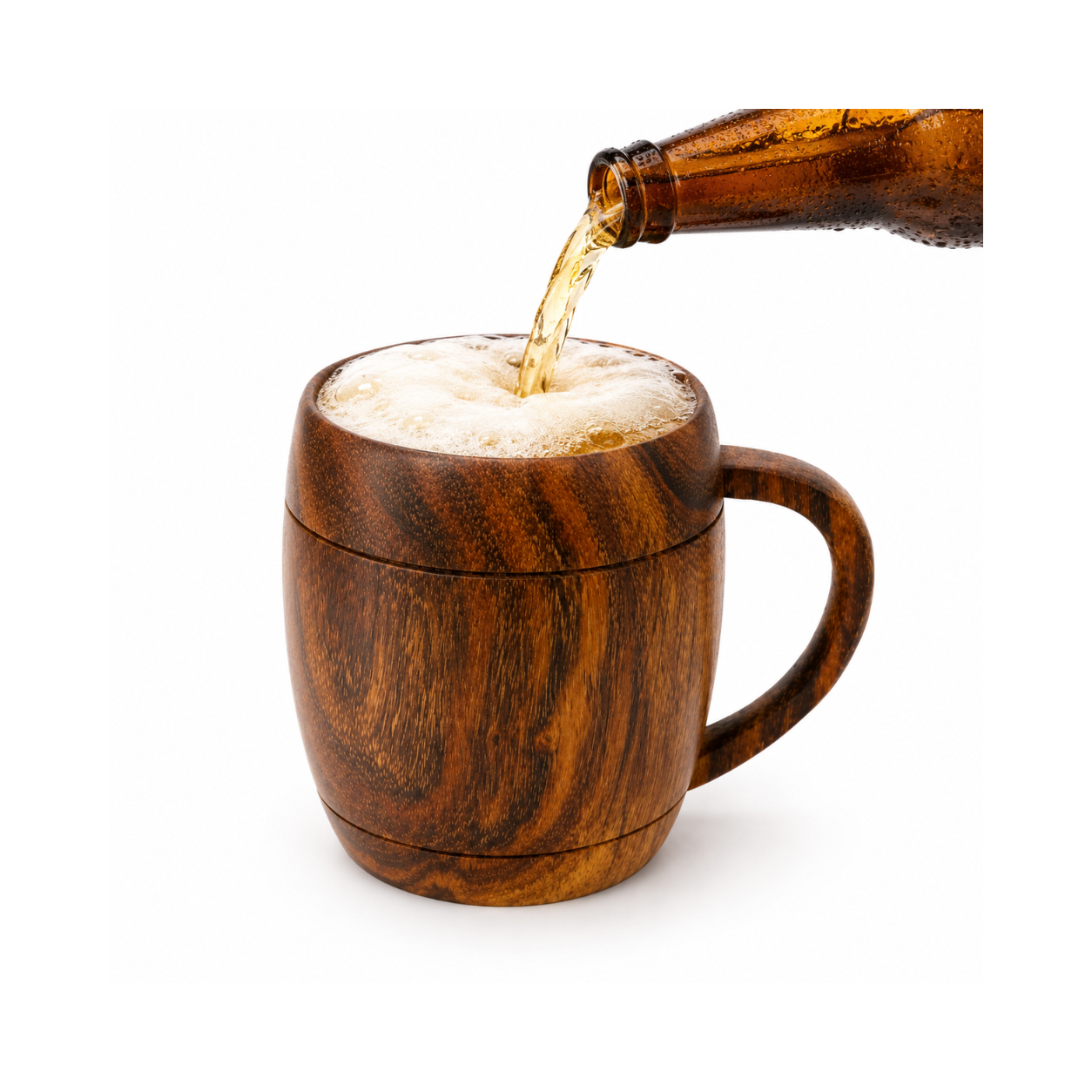 Artisan Wooden Beer Mug – 400ml | Handcrafted Premium Hardwood