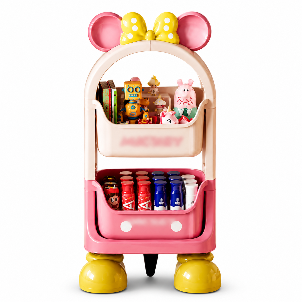 Kids 2-Tier Storage Cart  – 45 × 25 × 98 cm | Mickey-Inspired Organizer