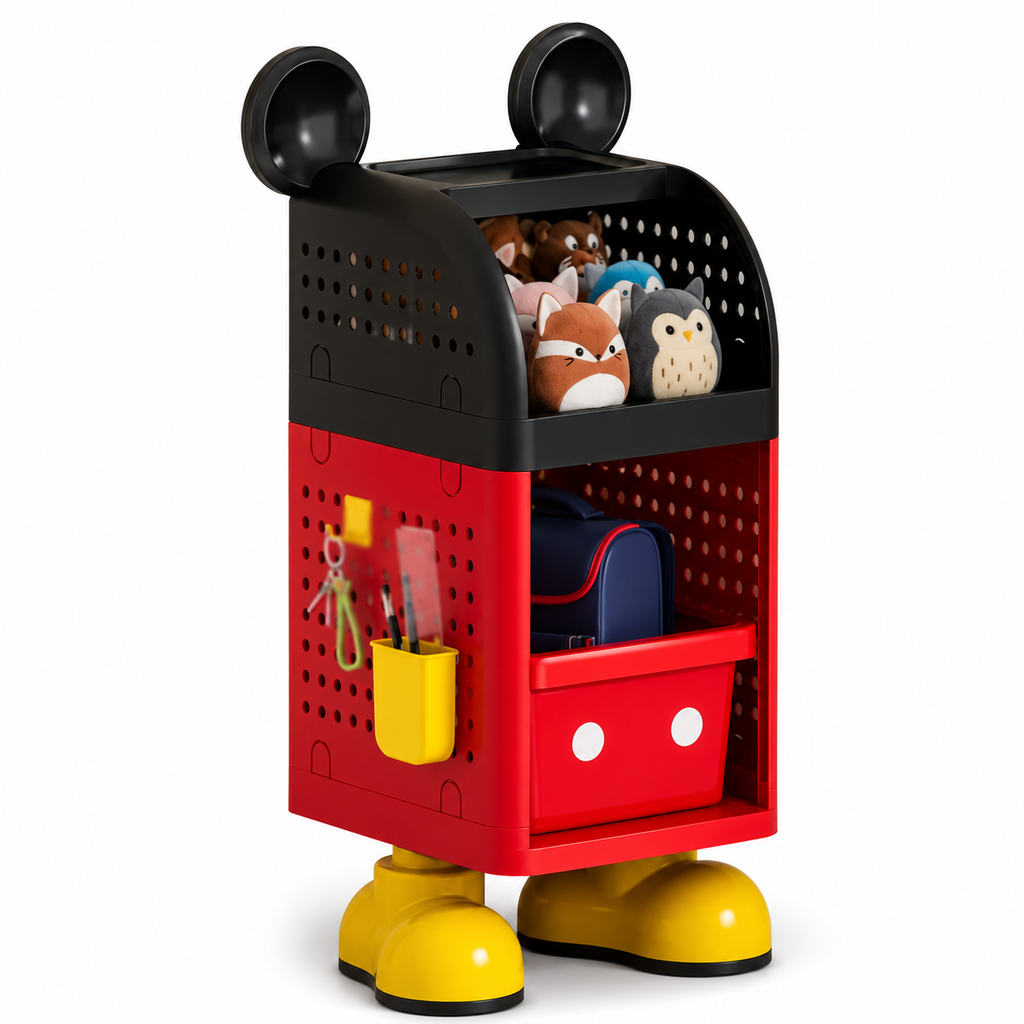 Kids 2-Tier Storage Cart – 45 × 25 × 98 cm | Mickey-Inspired Organizer
