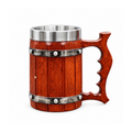 Artisan Medieval Wooden Beer Mug – 450ml | Handcrafted Premium Hardwood Tankard with Stainless Steel Lining