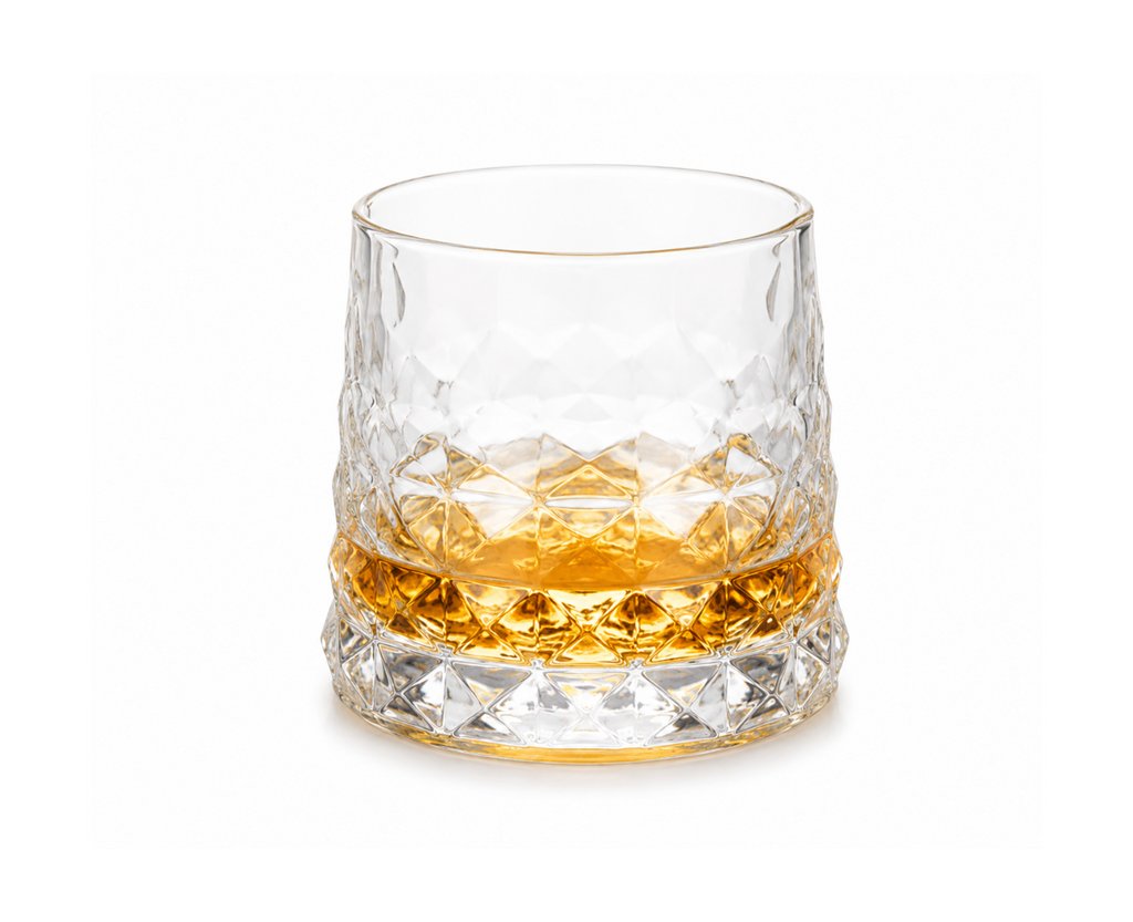 Premium Crystal Cut Whiskey Glass – 370 ml - Old Fashioned Tumbler Set of 6