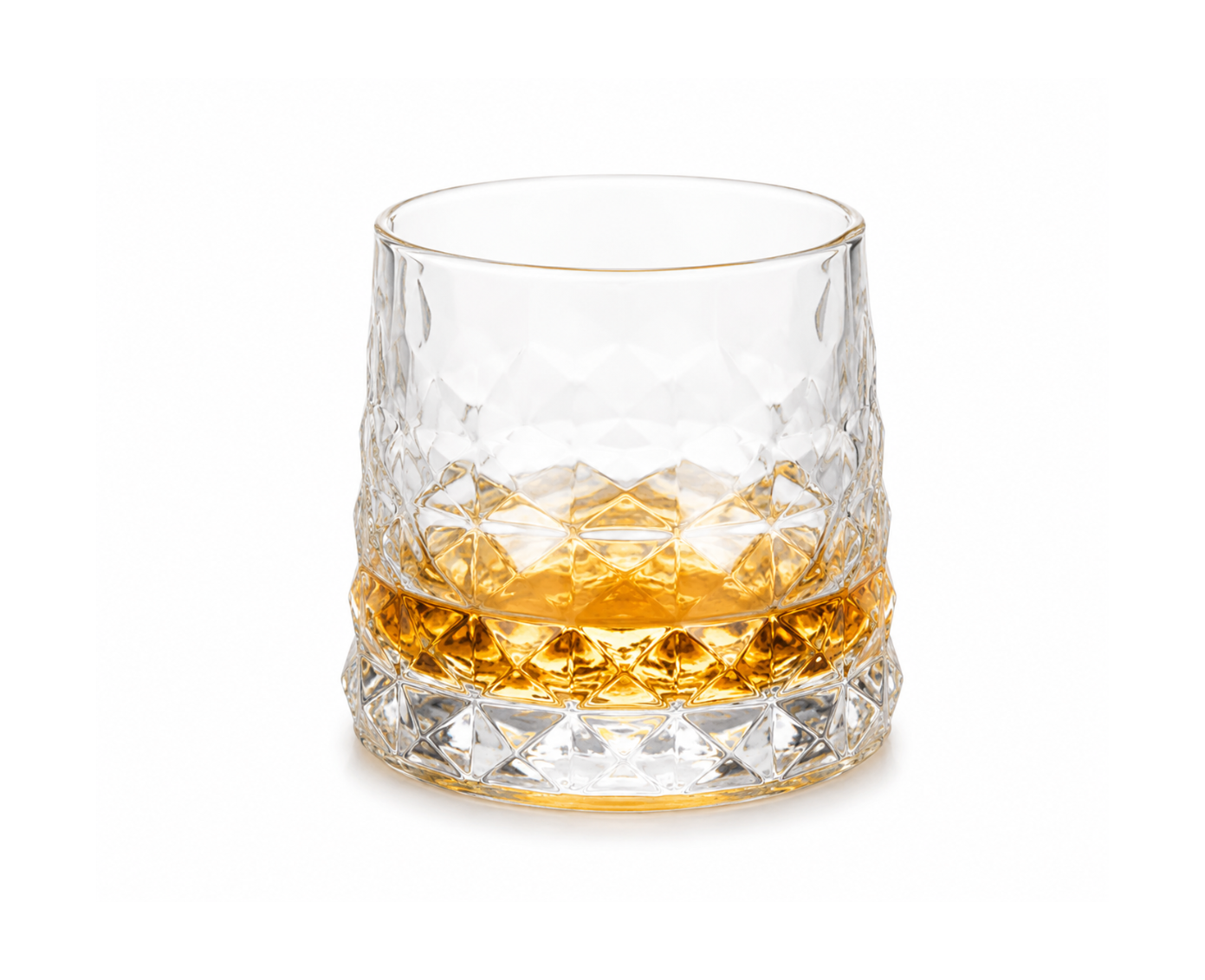 Premium Crystal Cut Whiskey Glass – 370 ml - Old Fashioned Tumbler Set of 6