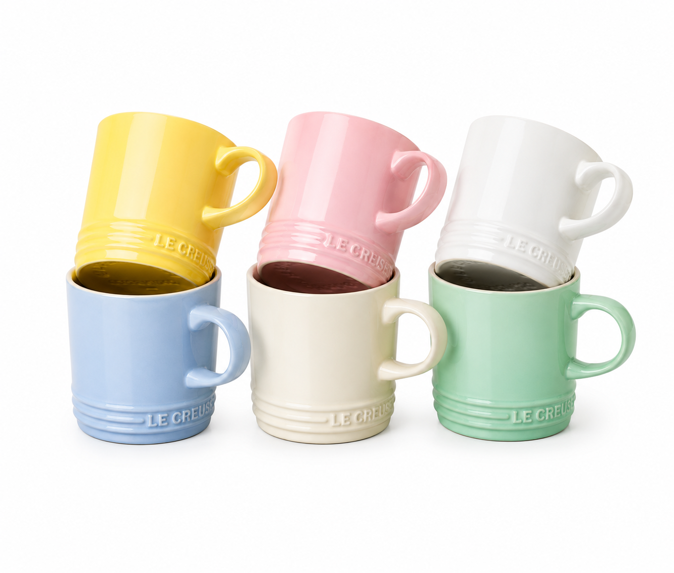 Le Creuset Stoneware Pastel Mug Set – 350ml (Set of 6)