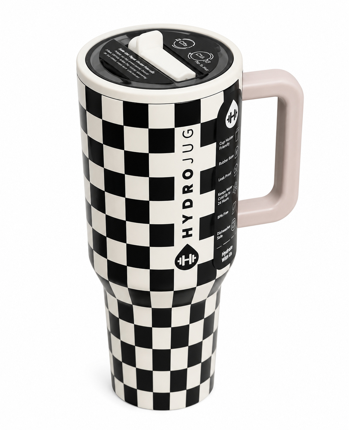 Hydro Jug Checkerd Board Insulated Tumbler with Handle – 40oz | 1.18L