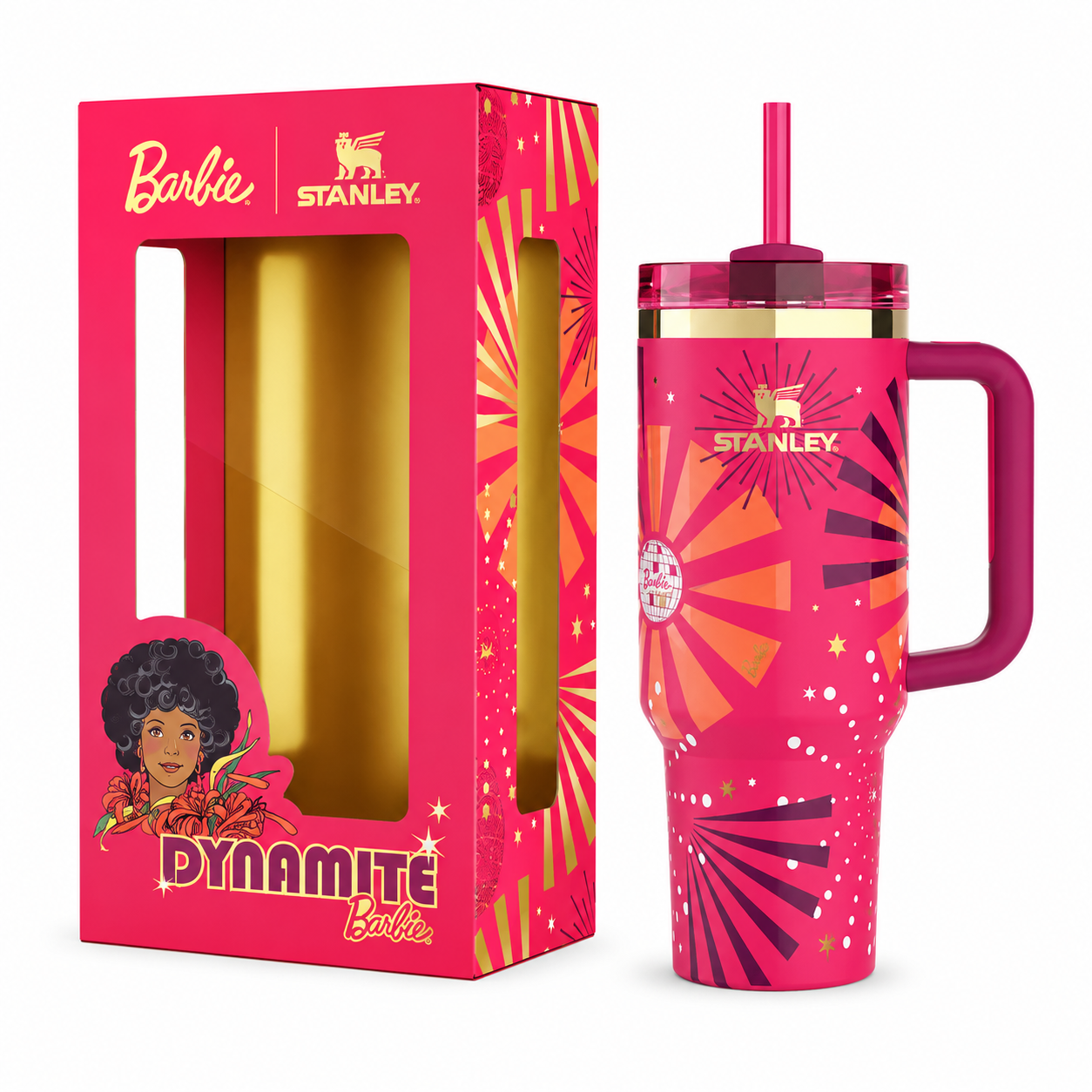 Barbie Inspired 40oz Stainless Steel Tumbler Gift Set with Straw & Handle