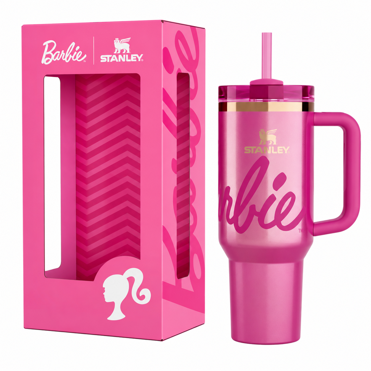 Barbie Inspired 40oz Stainless Steel Tumbler Gift Set with Straw & Handle