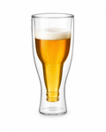 Double-Walled Bottle Shape Glass Cup | 350ml Insulated Clear Glass