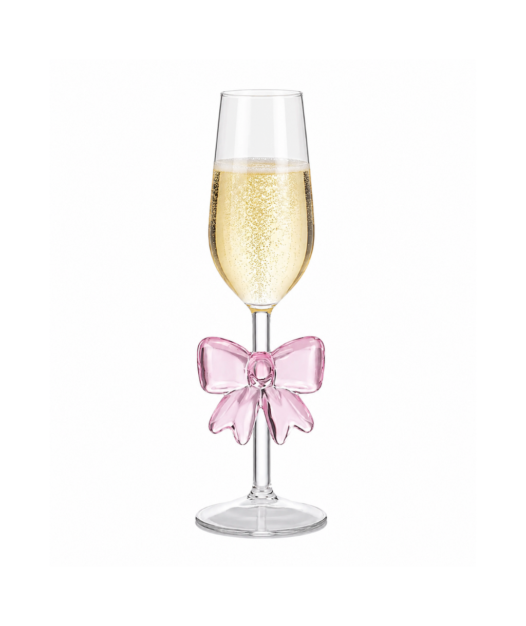 Crystal Bow Flute Glass – 200ml Elegant Handcrafted Aesthetic Glassware (1 Piece)