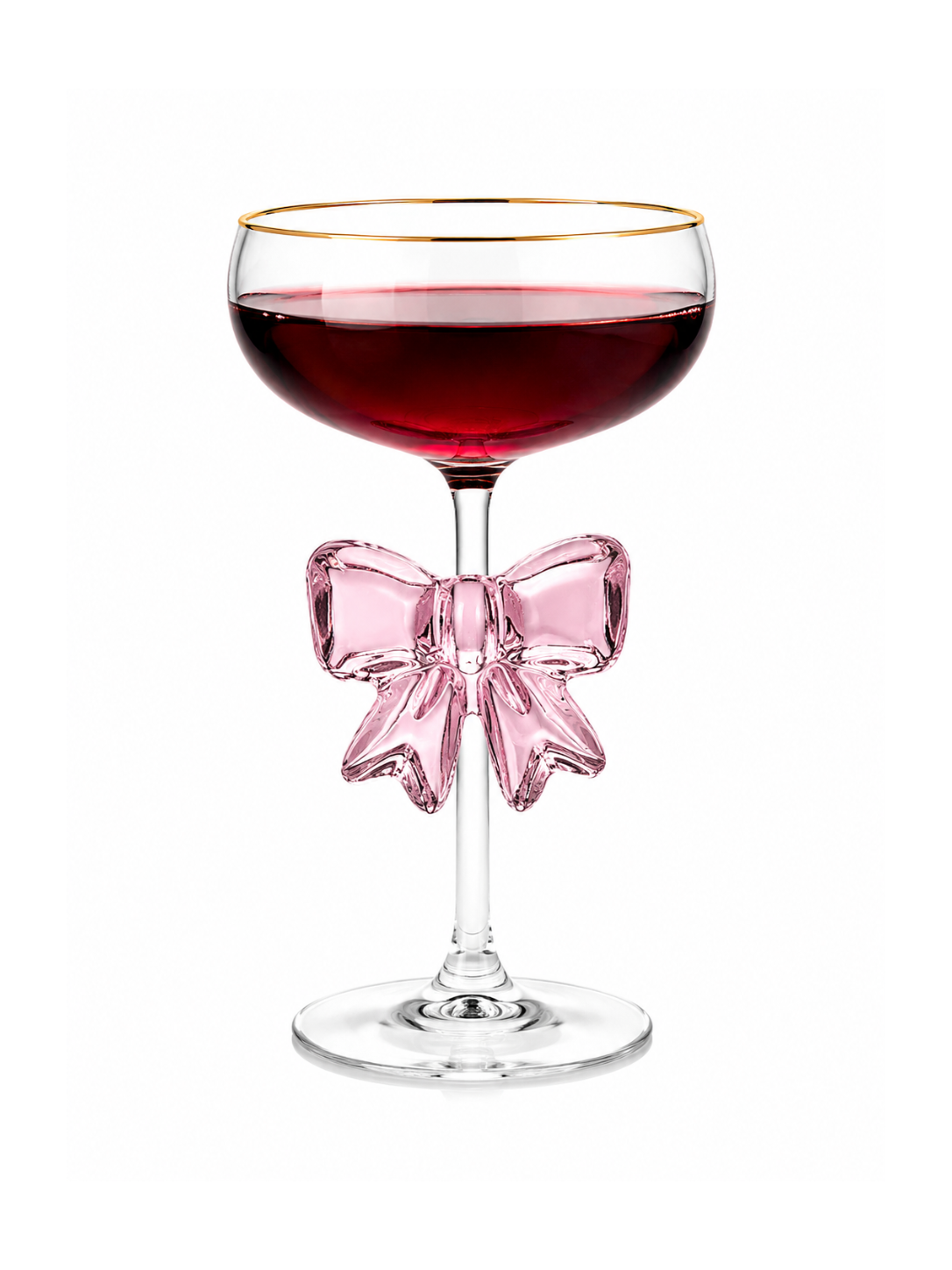 Crystal Bow Wine Glass with Gold Rim – 200ml | Luxury Handmade