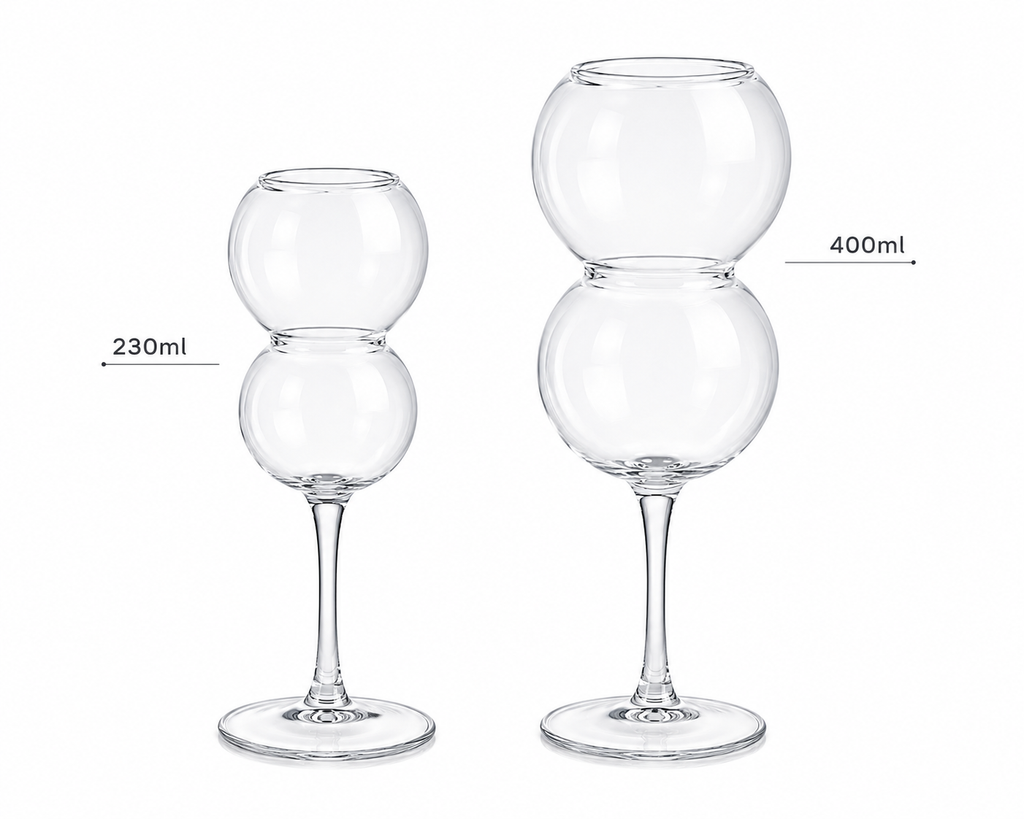 Cascade Stem Glass with Glass Straw – Premium Double Bubble Cocktail Glass | 230ml & 400ml