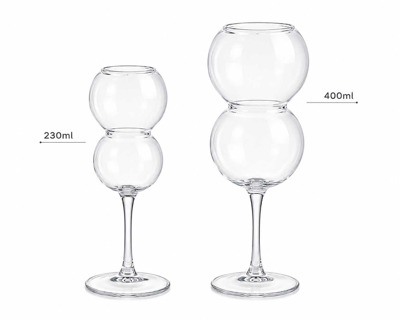 Cascade Stem Glass with Glass Straw – Premium Double Bubble Cocktail Glass | 230ml & 400ml