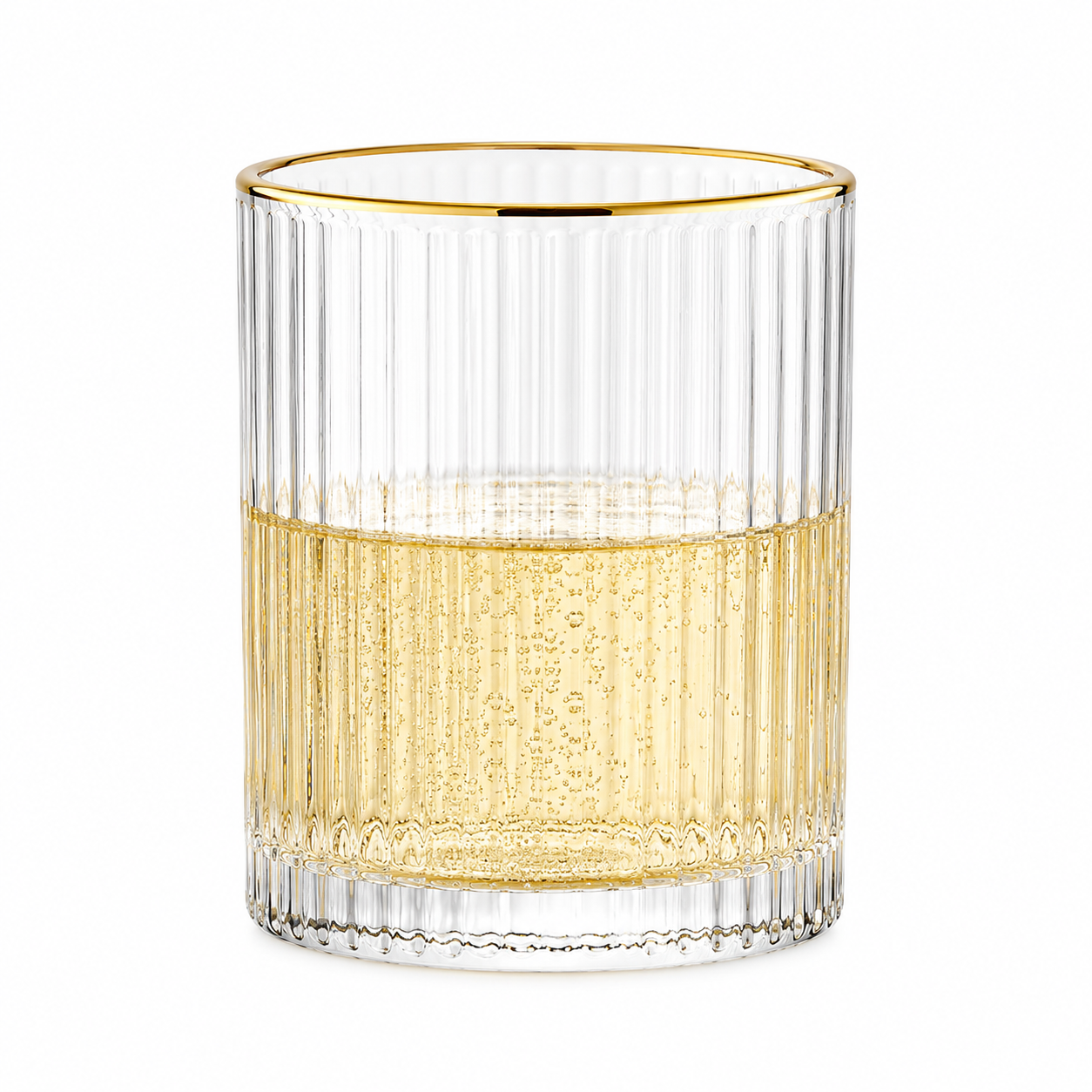 Premium Gold Rim Ribbed Glass  – 250ml (Set of 6)