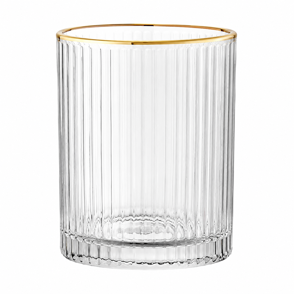 Premium Gold Rim Ribbed Glass  – 250ml (Set of 6)