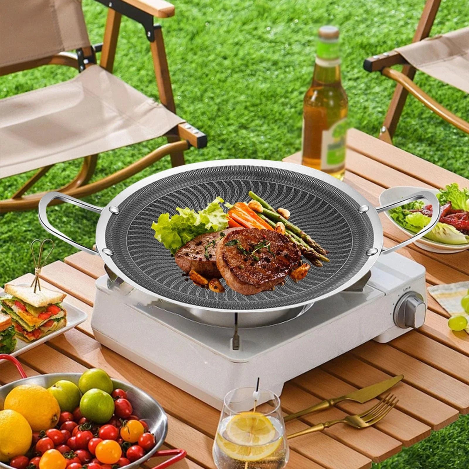 Honeycomb Laser Coated Flat Pan Tawa with Induction Support Bottom - 38cm