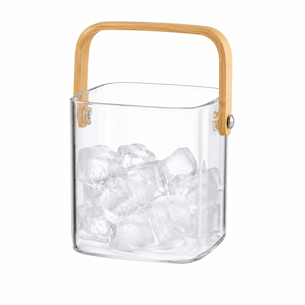 Multipurpose Glass Bucket with Wooden Handle – 350ml, 750ml & 1000ml