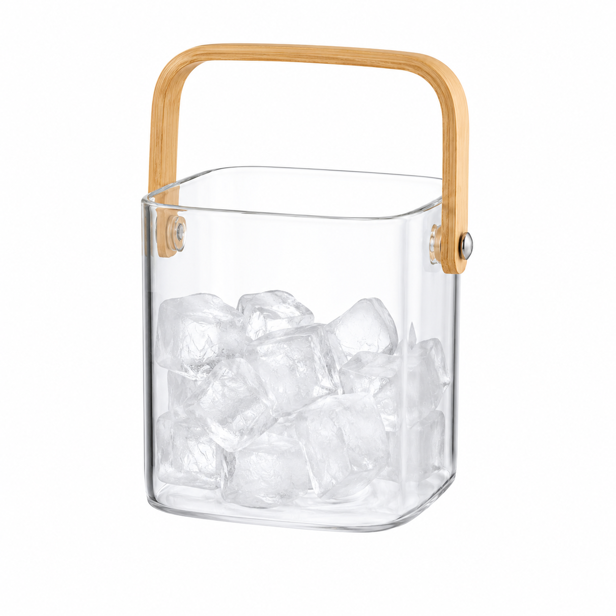 Multipurpose Glass Bucket with Wooden Handle – 350ml, 750ml & 1000ml