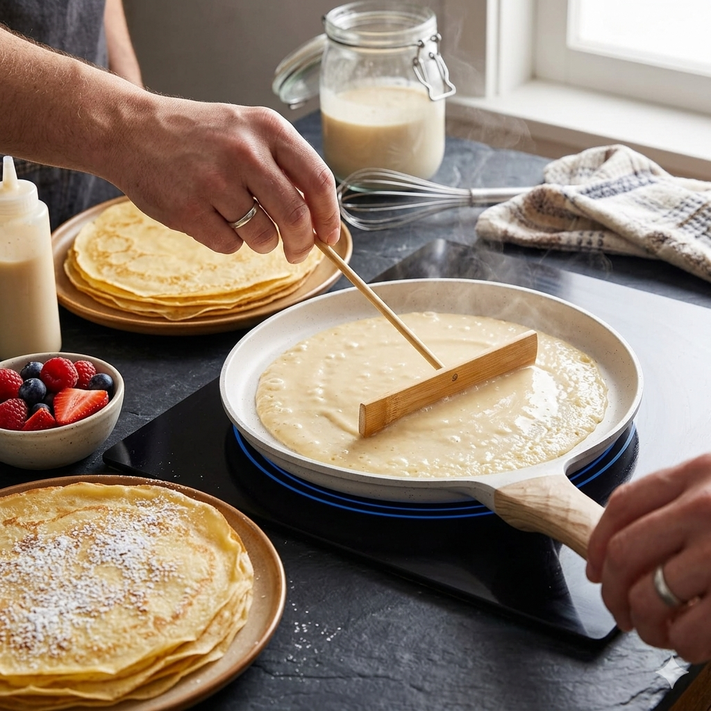 Premium Granite Non-Stick Crepe Pan & Tawa with Wood-Effect Handle – 28 cm