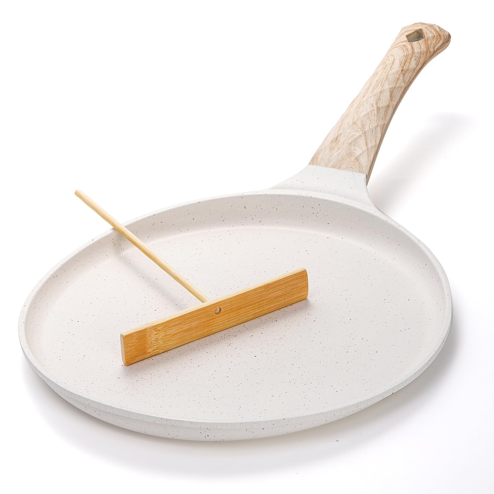 Premium Granite Non-Stick Crepe Pan & Tawa with Wood-Effect Handle – 28 cm