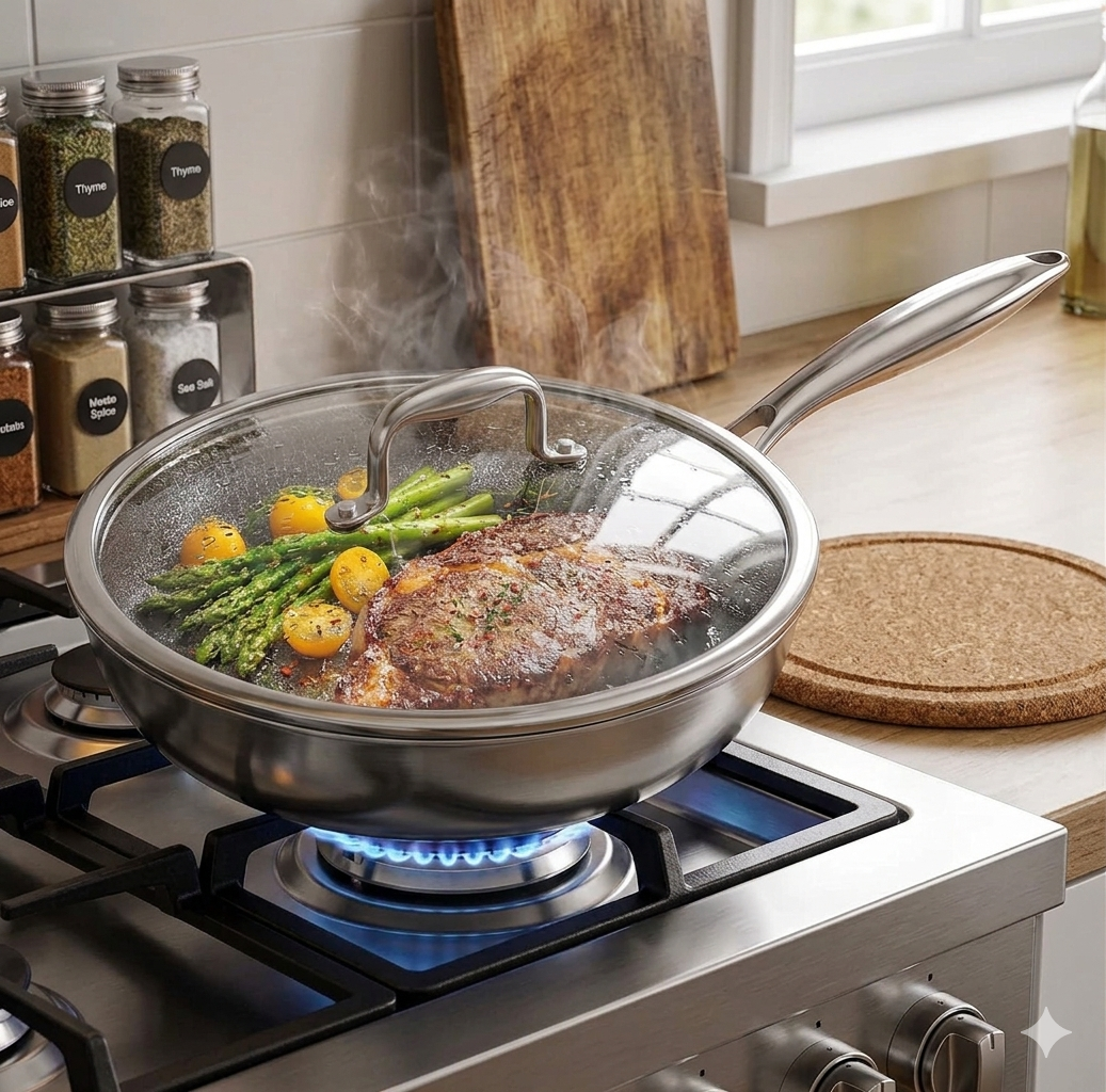 OSFE Premium Honeycomb Non-Stick Frypan with Glass Lid – Scratch Resistant Cookware (24cm & 28cm)