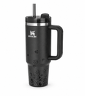 Stanley Quencher H2.0 Floral Black Tumbler 40oz | Stainless Steel Travel Mug with Handle & Straw (No Motif Charm Included)