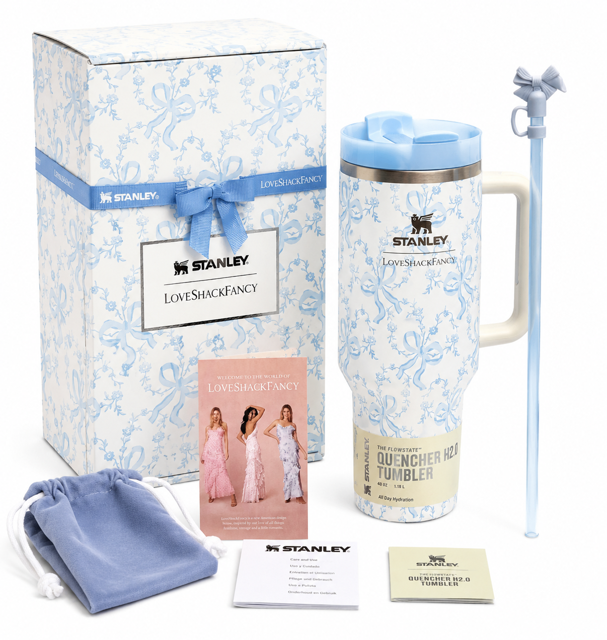 Stanley x LoveShack Fancy Ribbon Rosa Quencher H2.0 FlowState Tumbler | 40oz