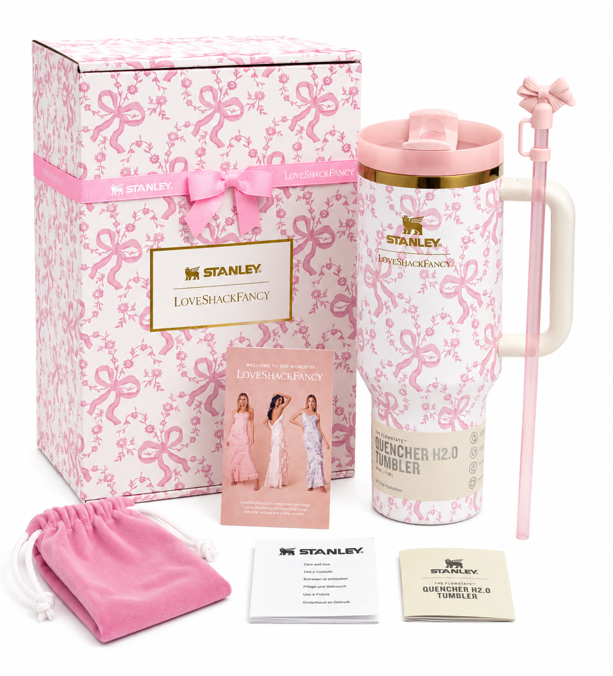 Stanley x LoveShack Fancy Ribbon Rosa Quencher H2.0 FlowState Tumbler | 40oz