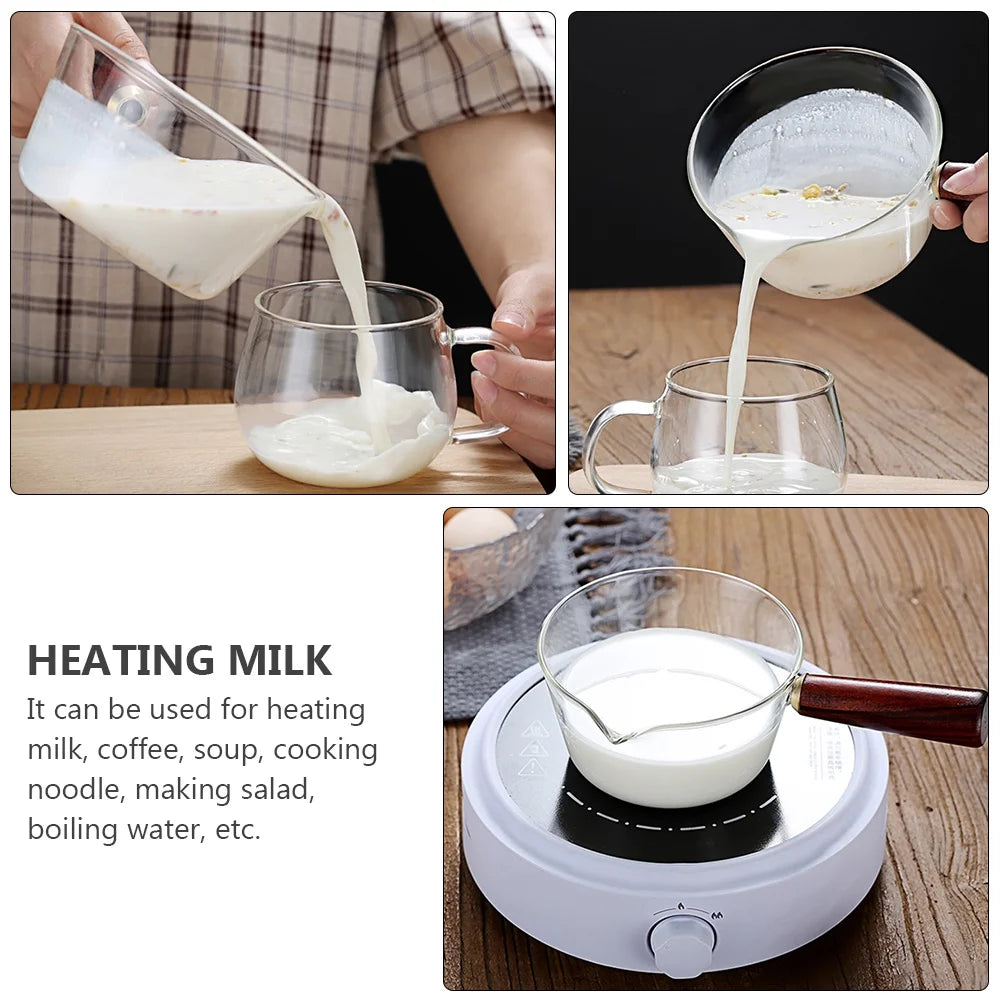 Borosilicate 600ml Heat-Resistant Glass Cooking Utensil & Saucepan – Minimalist Stovetop Milk & Sauce Pan