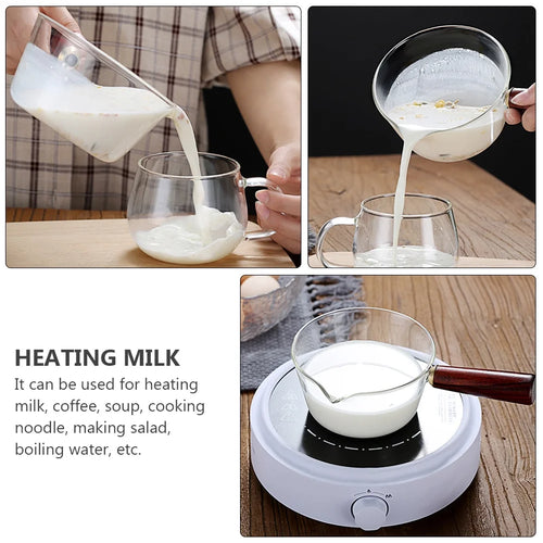 Borosilicate 600ml Heat-Resistant Glass Cooking Utensil & Saucepan – Minimalist Stovetop Milk & Sauce Pan