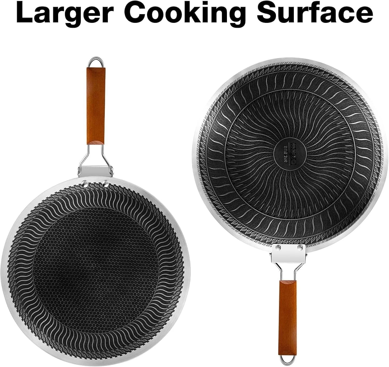 Honeycomb Laser Coated Flat Pan Tawa with Induction Support Bottom - 38cm