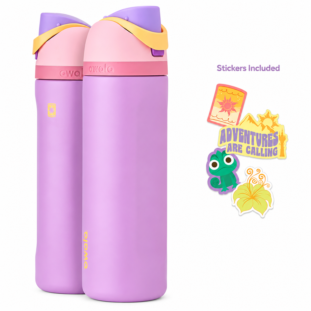 Owala Disney Rapunzel FreeSip Insulated Water Bottle 24oz with Sticker Pack