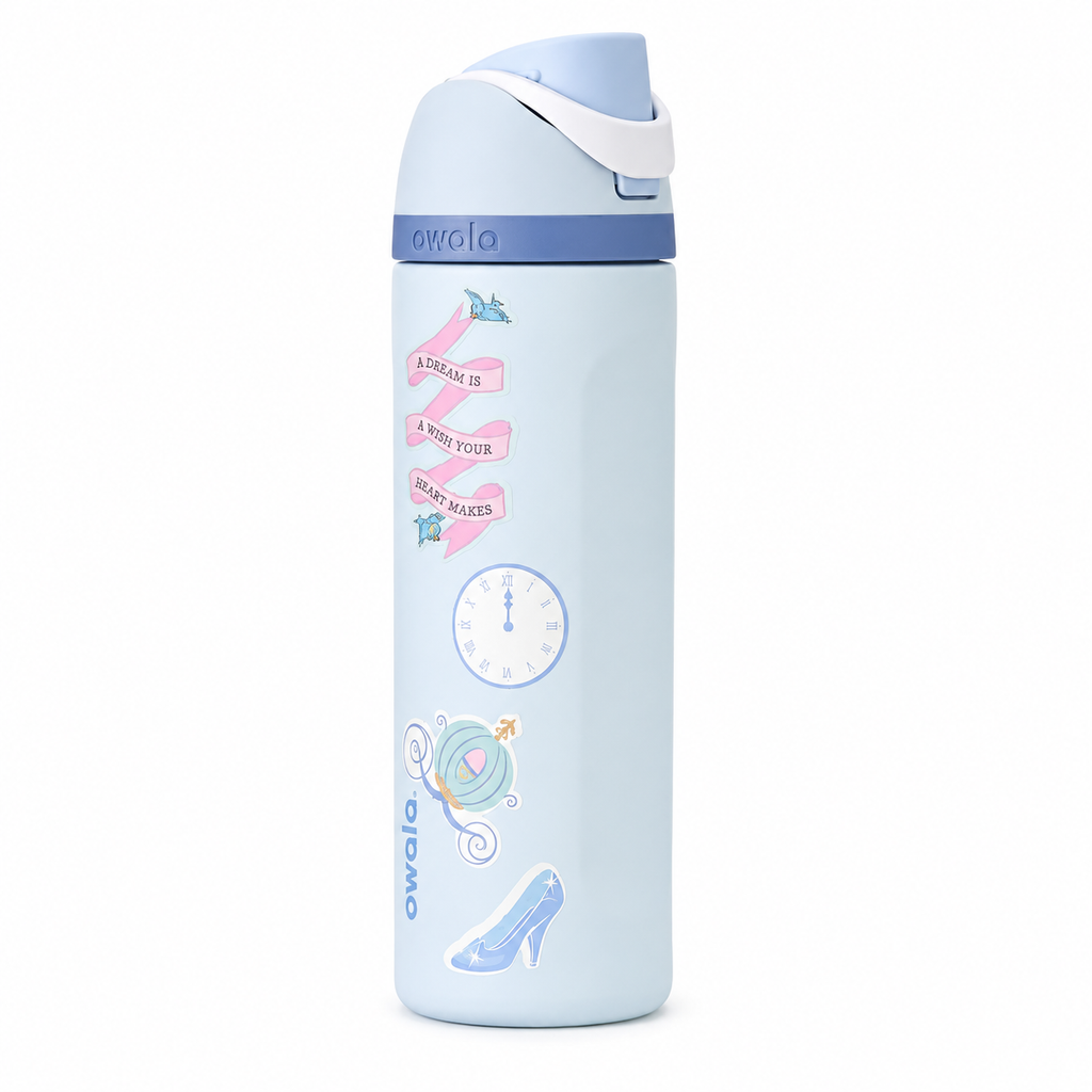 Owala Disney Cinderella FreeSip Insulated Water Bottle 24oz with Sticker Pack