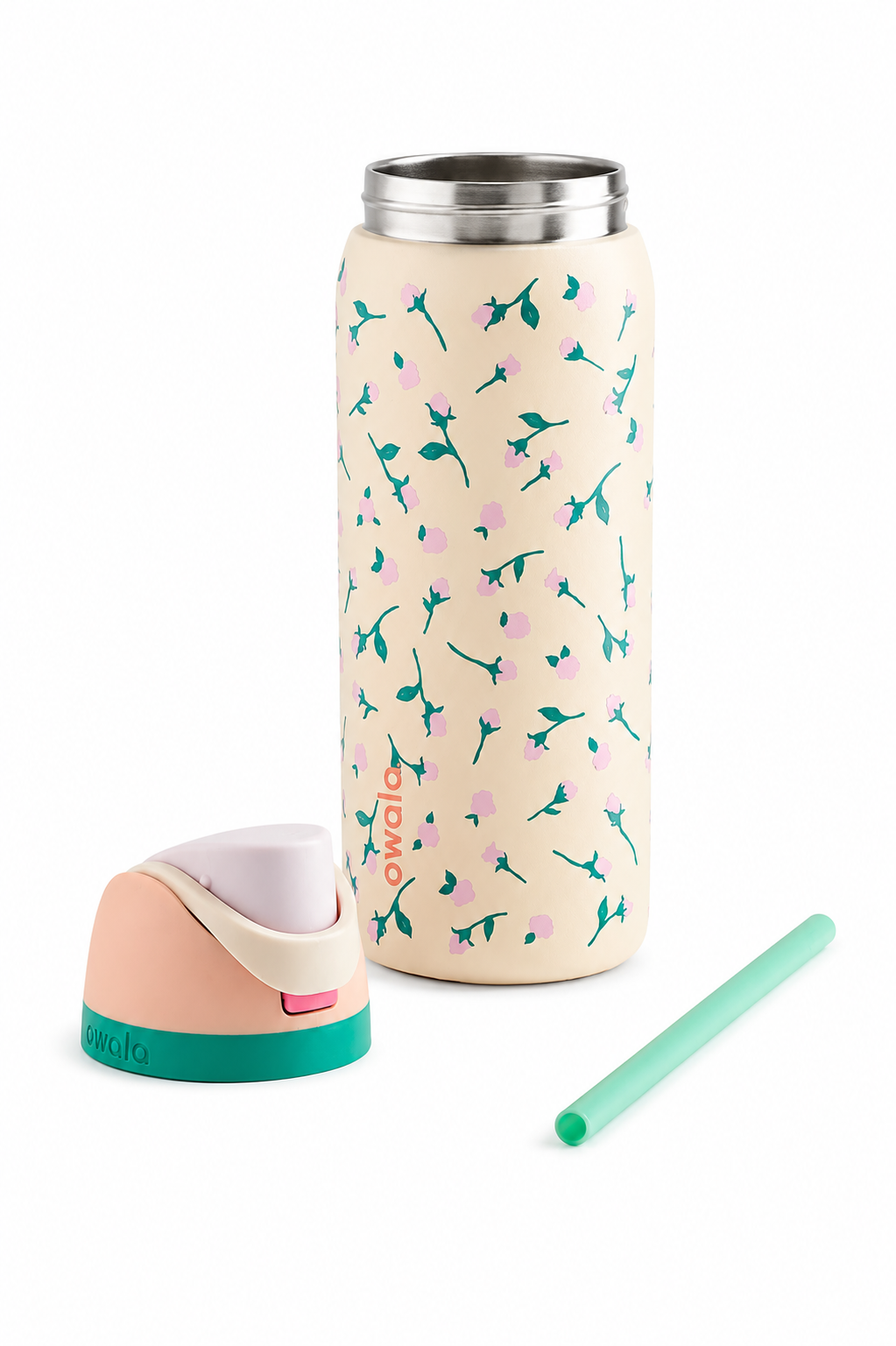 Owala FreeSip Water Bottle 32oz – Tea Bud Limited Edition | Insulated Stainless Steel Bottle with Straw