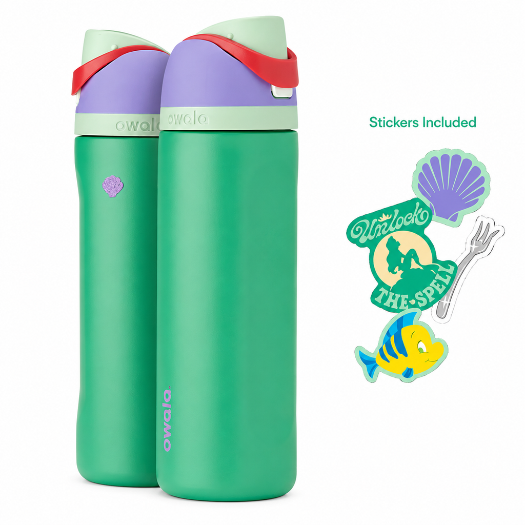 Owala Disney Ariel FreeSip Insulated Water Bottle 24oz with Sticker Pack