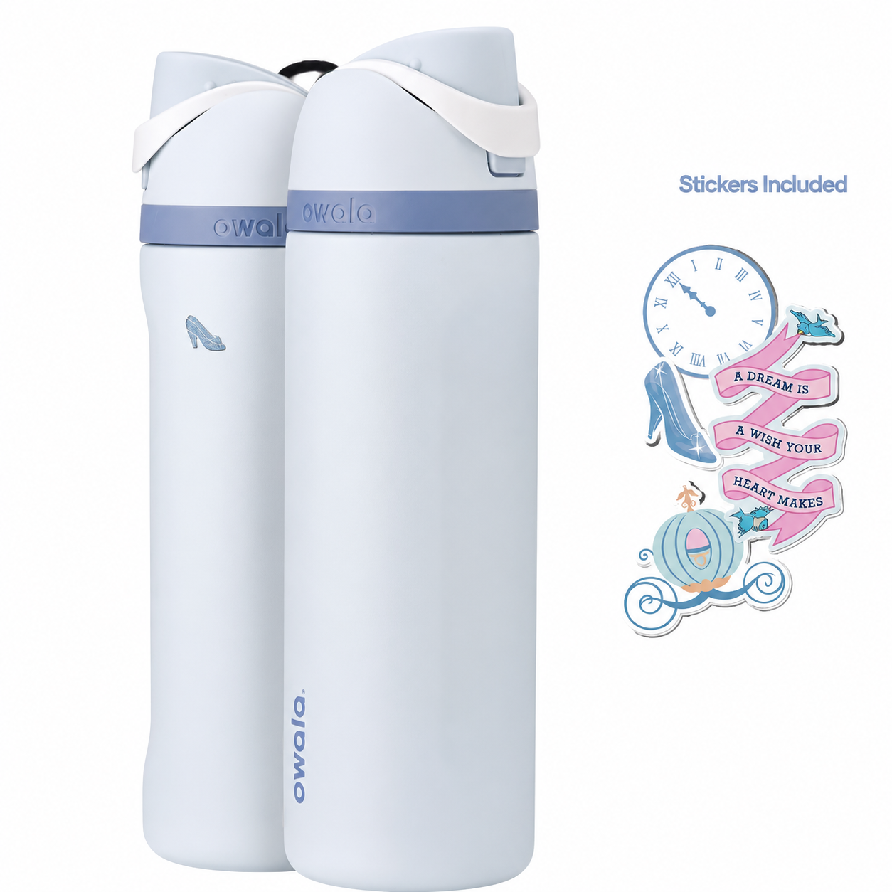 Owala Disney Cinderella FreeSip Insulated Water Bottle 24oz with Sticker Pack