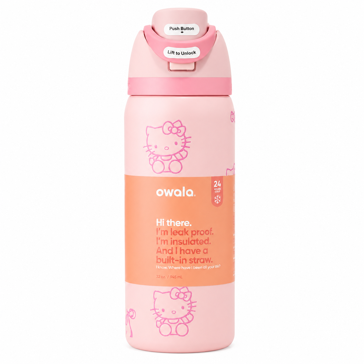 Owala Hello Kitty FreeSip Insulated Water Bottle 32oz