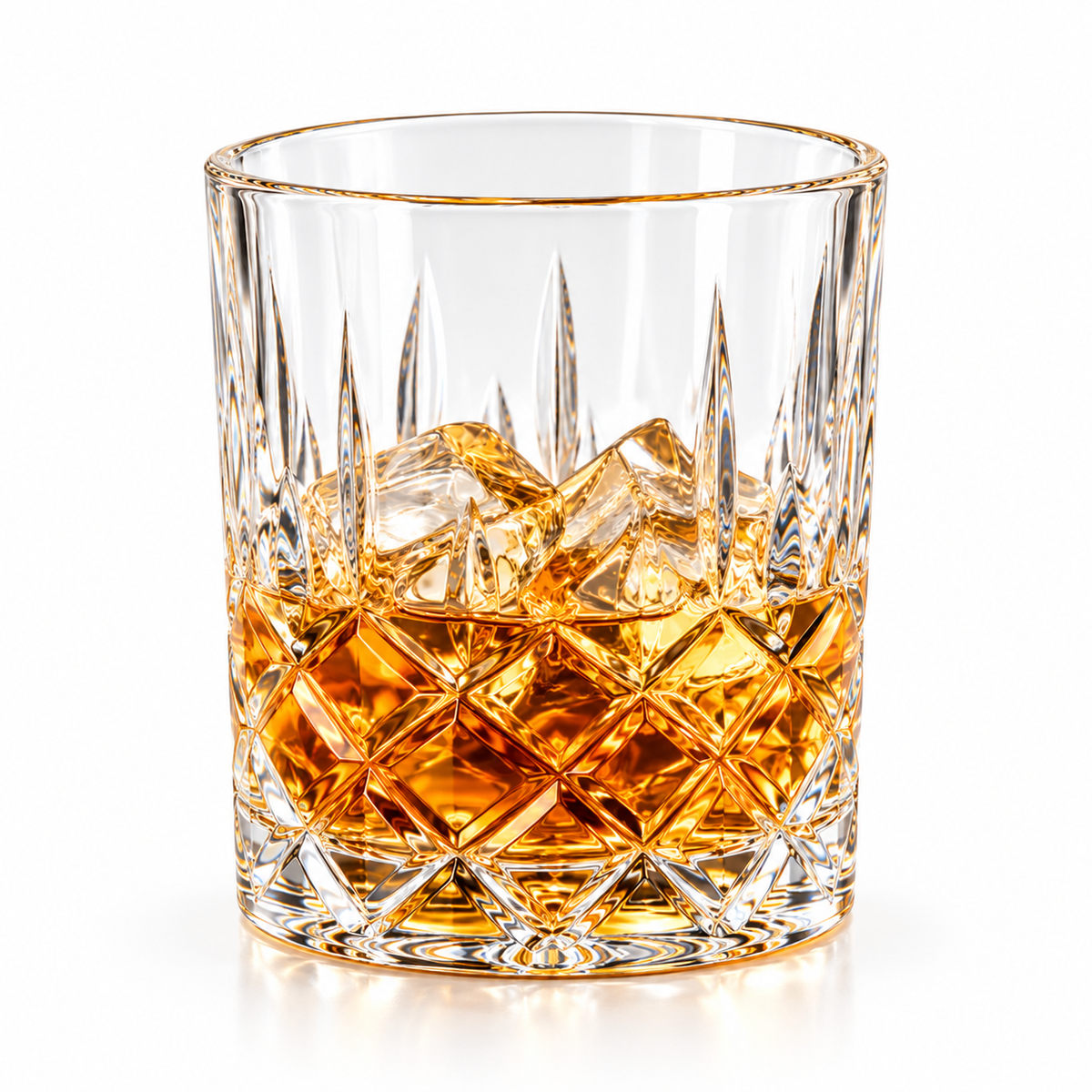 Diamond-Cut Crystal Whiskey Glasses – 350 ML, Set of 6