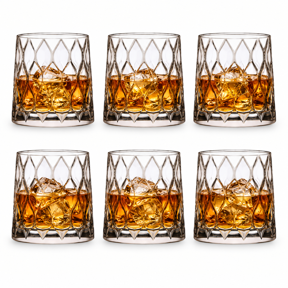 Crystal-Style Old Fashioned Whiskey Tumblers 300ml (Set of 6)