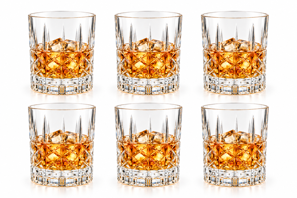 Premium Crystal Whiskey Glasses – 350 ML, Set of 6