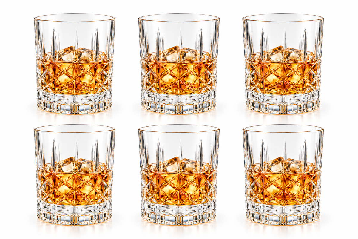 Premium Crystal Whiskey Glasses – 350 ML, Set of 6