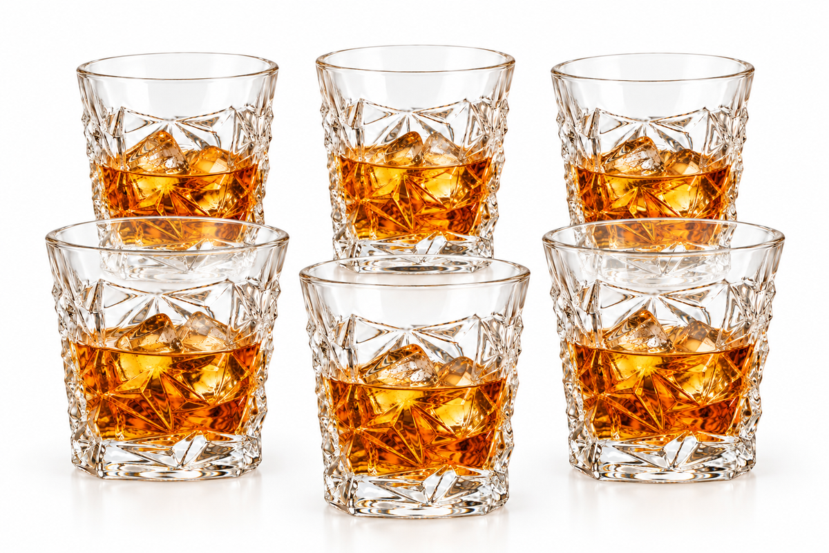 Faceted Crystal Whiskey Glasses 300ml (Set of 6)