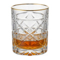 Premium Diamond-Cut Crystal Whiskey Glasses with Elegant Gold Rim 300ml (Set of 6)