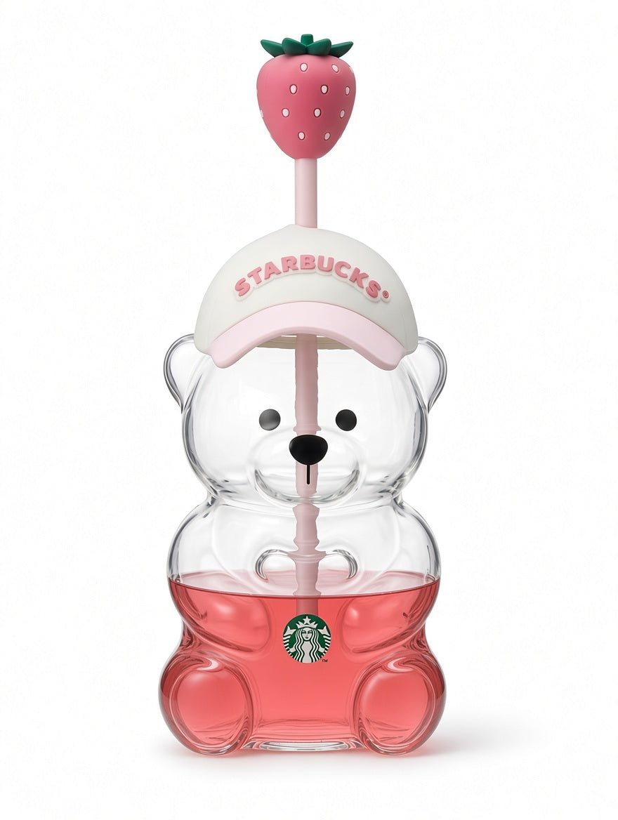 Starbucks Strawberry Bearista Pink Edition Glass Cup 20oz