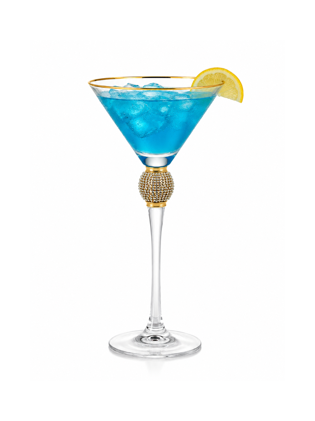 Franzese Luxury Crystal Martini Glass with Gold Detailing – 6 Pieces Set | Premium Cocktail Stemware