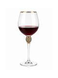 Franzese Russian Crystal Wine Glass with Gold Detailing – Luxury Handmade Stemware | 6 Pieces Set