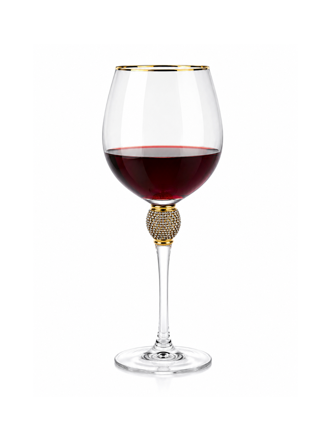 Franzese Russian Crystal Wine Glass with Gold Detailing – Luxury Handmade Stemware | 6 Pieces Set