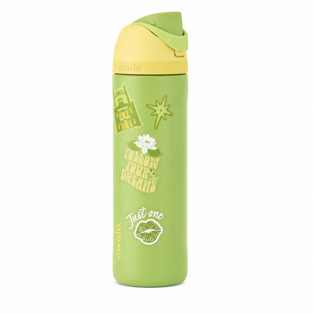 Owala Disney Princess and the Frog FreeSip Insulated Water Bottle 24oz with Sticker Pack