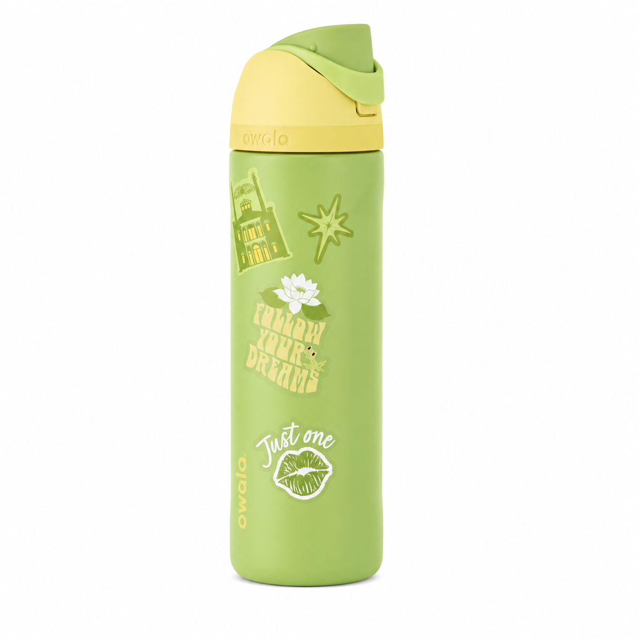 Owala Disney Princess and the Frog FreeSip Insulated Water Bottle 24oz with Sticker Pack