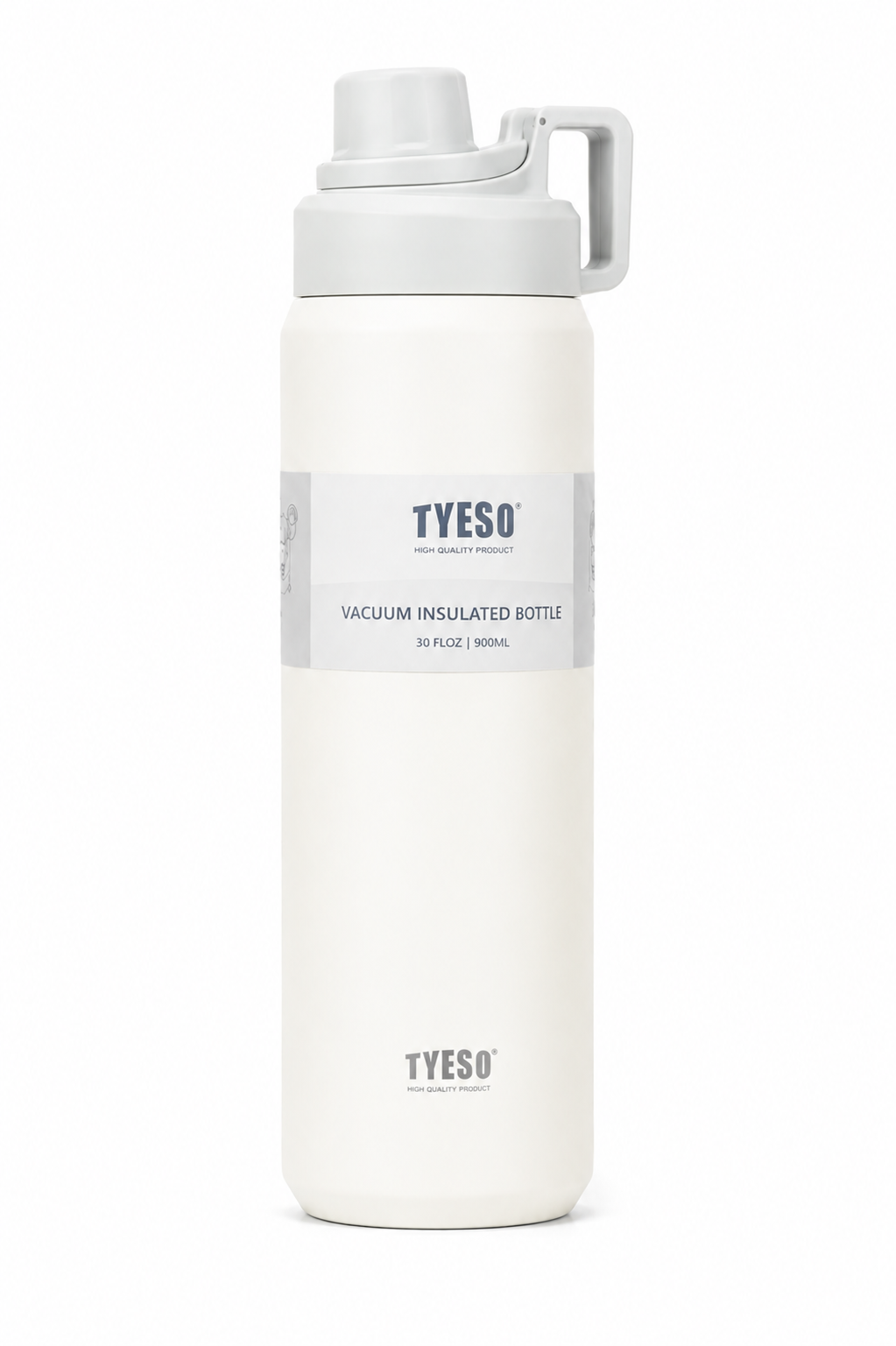 TYESO 900ml Vacuum Insulated Stainless Steel Water Bottle with Handle Lid