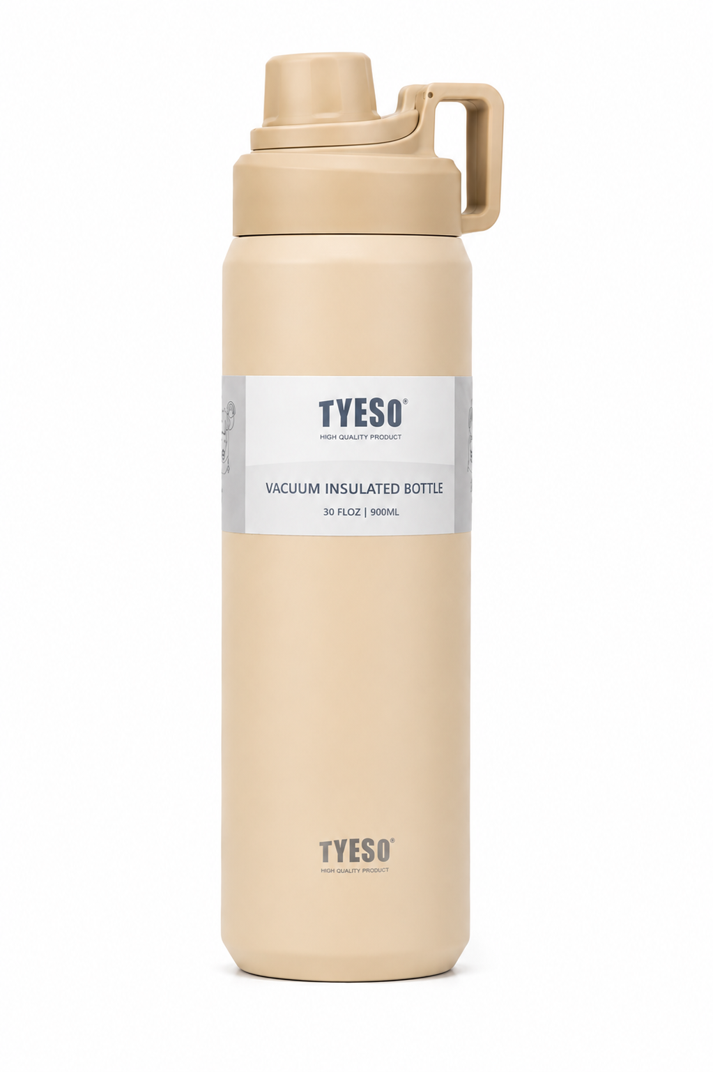 TYESO 900ml Vacuum Insulated Stainless Steel Water Bottle with Handle Lid
